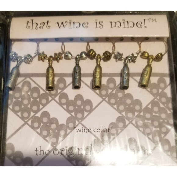 That Wine is Mine Wine Cellar 6-Piece Markers Charms Tags Glasses Wine Charm - Picture 4 of 7